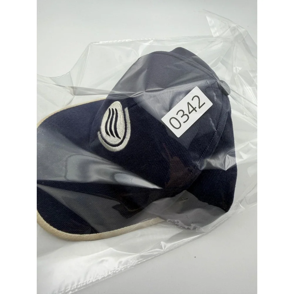Vintage Windex Drackett Professional Hat Navy Blue Cream Trim Adjustable Cap